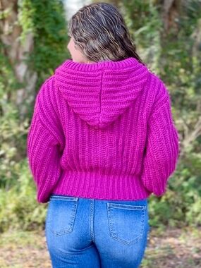 Illa Illa Fuchsia Chunky Knit Sweater Jacket